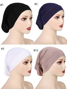 4件套纯色衬里头巾帽，透气弹力管状头巾头套内衬头巾 - 彩色 - 查看 65