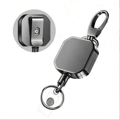 2 piezas/1 pieza Soporte retráctil para credencial de uso intensivo - Carcasa de aleación de zinc duradera, cordón de acero resistente, mosquetón, llavero, cordón reforzado y clip de - Excelente para el trabajo, la escuela o eventos