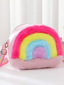 1pc Rainbow Backpack/Crossbody Bag - Large Capacity Mini Bookbag With Adjustable Strap, Shiny Rainbow Ribbon - Lightweight, Suitable For Teens - Multicolor - View 7