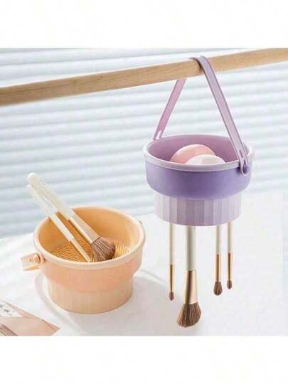 1个化妆刷清洁碗、粉扑、美妆海绵清洁工具，带晾干架和网篮（3种颜色可选）