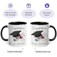 1个，11盎司毕业庆典马克杯，学士帽卷轴，2025届、2026届学生毕业礼物，可定制毕业姓名马克杯，大学及研究生毕业派对纪念礼物，多色高品质马克杯，咖啡杯，牛奶杯