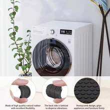 4Pcs Almohadillas Antivibración para Lavadora, Almohadillas Universales Silenciosas Antideslizantes para Muebles, Almohadillas Antivibración para Secadora y Refrigerador - Negro - Ver 2