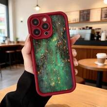 Funda para telefono con borde negro y diseño de circuito verde brillante con puntos dorados ideal para uso diario en cafeterias y espacios modernos,Aplicable a los teléfonos de la serie Apple y Galaxy - Café integral - Ver 5