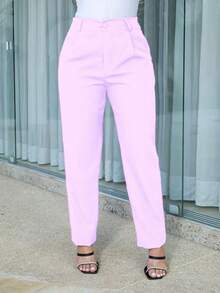 MF Tailored Trousers With Dominique Texture, Pleated, Knife Cut - Baby Pink - View 2