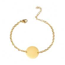 Customized Engraved Bracelet, Customized Based On User Provided Image, Double Hole Round Disc Stainless Steel Bracelet, Laser Engraved, Suitable For Girl, Cuban Link Chain Jewelry Gift, Suitable For Casual Or Special Occasions - Style 7 - View 6