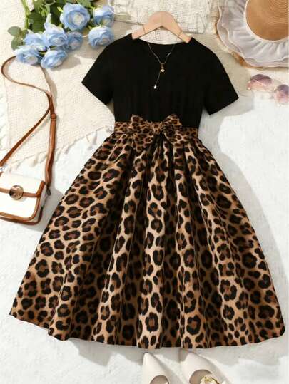 Sweet Girl Patchwork Ditsy Floral Short Sleeve Casual Summer Dress, Ditsy Floral Dress Gift