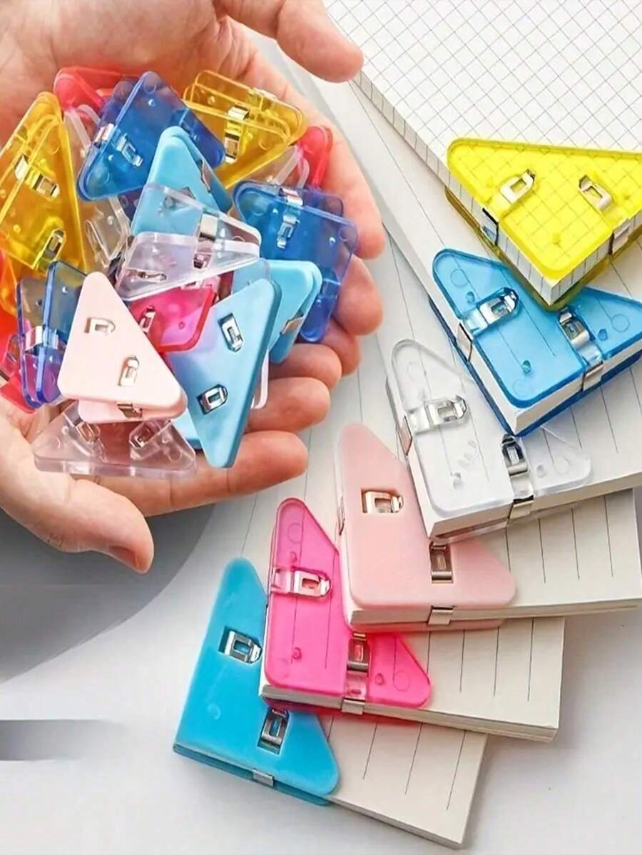 1pc Multi-Functional Creative Right Angle Triangle Clip, Office Stationery Book Clip, Exam Paper Anti-Curl Clip, File Memo Clip, Corner Clip, Data Storage Receipt Clip (Random Color) - Multicolor - View 1