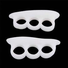 Um par de separadores de dedos em gel de silicone macio, para relaxamento dos pés, com três orifícios, que isolam e corrigem o valgo dos dedos sobrepostos, adequado para homens e mulheres. - Multicolorido - Ver 9