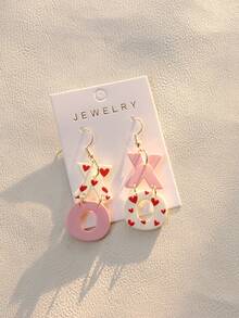 1 Đôi bông tai mặt dây chuyền hình trái tim và hoa lá dễ thương lãng mạn dành cho ngày Valentine, quà tặng cho nữ nhân dịp lễ hội. - Hồng - Xem 8