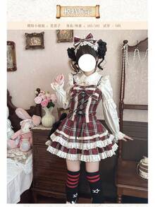 Heartbeat Praise *JSK] Zhijinyuan Lolita Original Autumn Two-Dimensional Lei Dress Lolita Dress - 咖色格JSK - 查看 11
