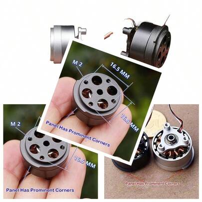 1 Unidad de Motor de cardán pequeño de 23MM Mini 1806 Motor sin escobillas Eje Hueco DC 12V NdFeB magnético Fuerte 370KV Adecuado for Dron con cámara portátil Size : Black Motor-0002
