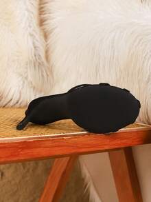 Women's New Black Pointed Toe Criss-Cross Strap One-Buckle Mid-Heel Sandals, Summer Open Toe Design High Heel Sandals - Black - View 6