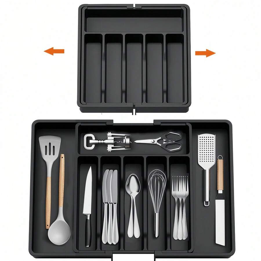1pc Adjustable Silverware Organizer Box - Expandable Cutlery Tray For Kitchen, Suitable For Storing Spoons, Forks, Knives And Spatulas In Drawer