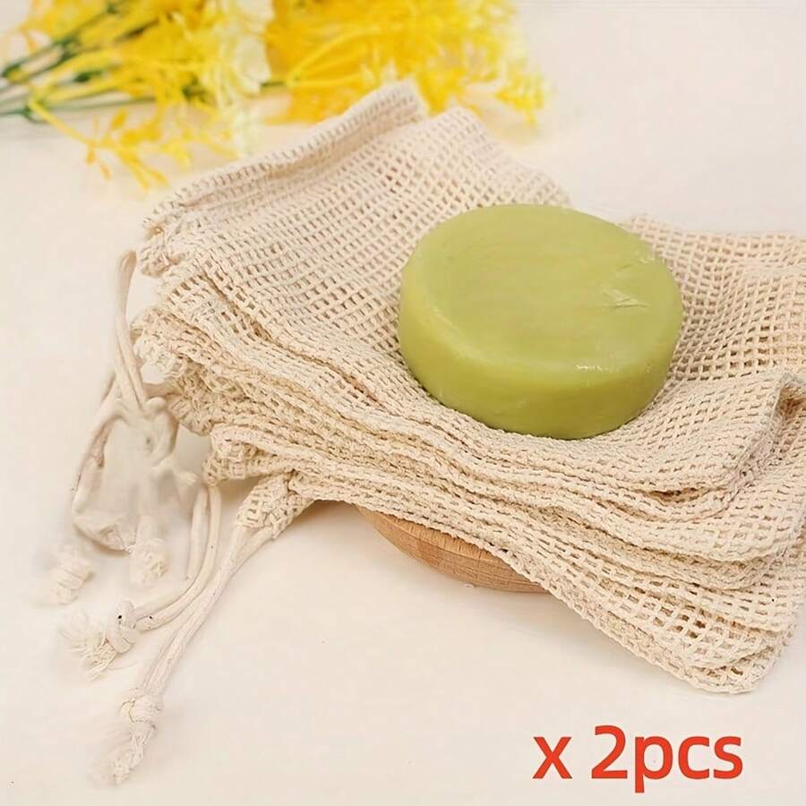 2 piezas Bolsas de malla para espuma de jabón, Bolsas de almacenamiento de jabón - Beige claro - Ver 1