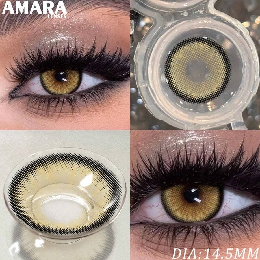 AMARA 棕色隱形眼鏡，自然妝感，藍色隱形眼鏡，灰色隱形眼鏡，棕色隱形眼鏡，聖誕派對隱形眼鏡