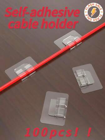 100/50 st självhäftande kabelklämmor, multifunktionella väggklistermärken för att fästa nätverkskablar, hörlurskablar, datakablar, strömsladdar, belysningskablar, kabelorganisatör utan spik, oumbärligt för skolstart, festdekor, gör-det-själv-skrivbord