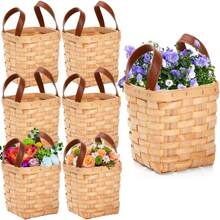 Small Wicker Basket With Handle, Woodchip Baskets For Gifts Empty, Rustic Style Basket Flower Baskets For Wedding Home Party Decor Easter Gift Packing - Default - View 1