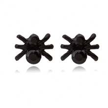 Cross-Border Hot-Selling Halloween 3D Black Spider Earrings Personality Fashion Simple Hip-Hop Style Spider Earrings - 黑色小蜘蛛(單隻) - 查看 1