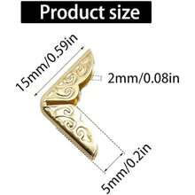 Adyoney 100Pcs 15mm / 3/5" Gold Metal Book Corner Protectors, Vintage Photo Corner Protector, For Scrapbooking, Photo Albums, Menus, And Folders, Vintage Style Book Edge Guards - / - View 2