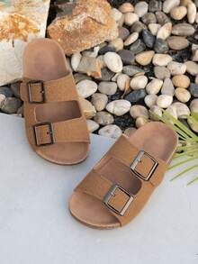 1双新款夏季防滑耐磨软底时尚百搭儿童沙滩凉鞋 - 棕色 - 查看 1