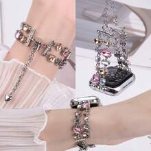 1条闪亮链式表带，兼容表带38/40/41/42/44/45/46/49mm，适用于 Ultra 3/2/1 Series 11 10 9 8 7 6/SE 5 4 3 2 1多款机型，替换表带 - 手表配件