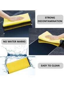 10/5/2pcs Thicken Large Microfiber Car Cleaning Towels Soft Quick Drying Windows Mirrors Wiping Rags Double Layer Clean Cloths For Car Wash, Home Cleaning & Pet Drying Cloths - Yellow Gray - View 11