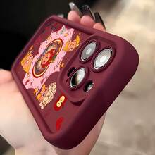 Funda para teléfono con espejo y diseño de personajes de dibujos animados de Lucky Day. También funciona como espejo y es compatible con  17,  16 Pro Max,  15 Pro Max,  13 y  12. Fabricada en TPU, ofrece protección contra golpes y caídas. Es un regalo ideal para familiares, amigos, regalos de otoño, parejas y celebraciones de Navidad, citas o cumpleaños. - Rojo - Ver 5