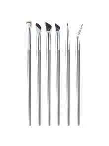 6pcs Makeup Brush Set - Includes Angled Brow Brush, Slanted Eyeliner Brush, Eyebrow Brush, Folding Detail Brush, And Right Eye Corner Detail Brush. Ideal For Eye Makeup, Suitable For Professional Makeup Artists And Makeup Enthusiasts. Portable Travel Set, A Great Gift For Friends And Family. - Multicolor - View 11