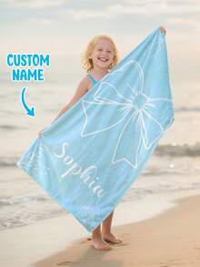 1 pieza Toalla de playa personalizada para niños, regalo de cumpleaños de verano, llena de vibraciones de verano, adecuada para viajes a la playa de niñas, toalla de playa personalizada, piscina, decoración de playa, ropa de niñas, libre de arena - Multicolor - Ver 2