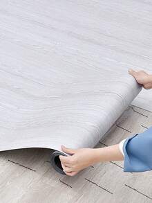 1卷木纹自粘地板砖贴纸，采用加厚乙烯基背衬。可移除DIY地板，适用于厨房、浴室和客厅 - 耐用装饰砖，用于浴室地板清洁和装饰 | 自粘地板砖 - 彩色 - 查看 3