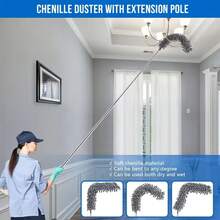 Microfiber Duster With 112 Inch Telescopic Extension Pole Kit For High Ceilings, Cleaning Fan Spider Webs, Reusable And Washable Lightweight Ceiling Fan Nets, Blinds - 4-piece Set - View 5