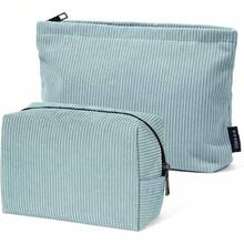 Almacenamiento deéticos Bolsa de Maquillaje Pequeña 2 Pcs Bolsa deéticos de Pana Estépara Mujer Bolsa para Maquillaje Cosmetiquera para Maquillaje para Viajar Neceser Mujer Portátil(VERDE) - Azul - Ver 11