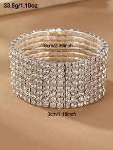 1pc Women's Elegant 8 Crystal Row Rhinestone Bracelet, Fashionable Wedding, Party And Daily Accessory - Silver - View 6
