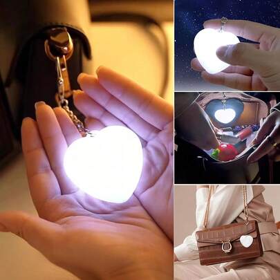1pc Heart-Shaped USB Rechargeable Wallet Light, Handbag Light, Backpack Safety Light, Touch Sensor With Auto-Off, Suitable For Wallets, Handbags, Totes, Beach Bags, Great Gift For Birthday, Valentine's Day