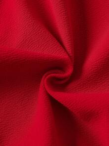 8-12岁女童连衣裙，泡泡袖V领撞色爱心刺绣网纱裙，配腰带，适合家庭活动、派对、生日、情人节、日常穿着 - 紅色 - 查看 9