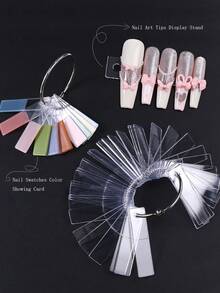 50pcs/Pack Transparent Nail Polish Color Card, Nail Polish Gel Display Card Template, Acrylic Nail Art Sample Rack, Color Palette, Nail Sticker Display Stand, Manicure Accessories, Nail Supplies - Clear - View 2