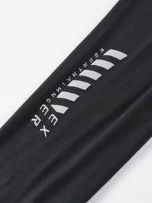 1pc Men's Sports Pants, 4-Season Fitness 2 In 1 Pants, Anti-Exposure, Elastic Lining With Pockets, Running Print - Black - View 7