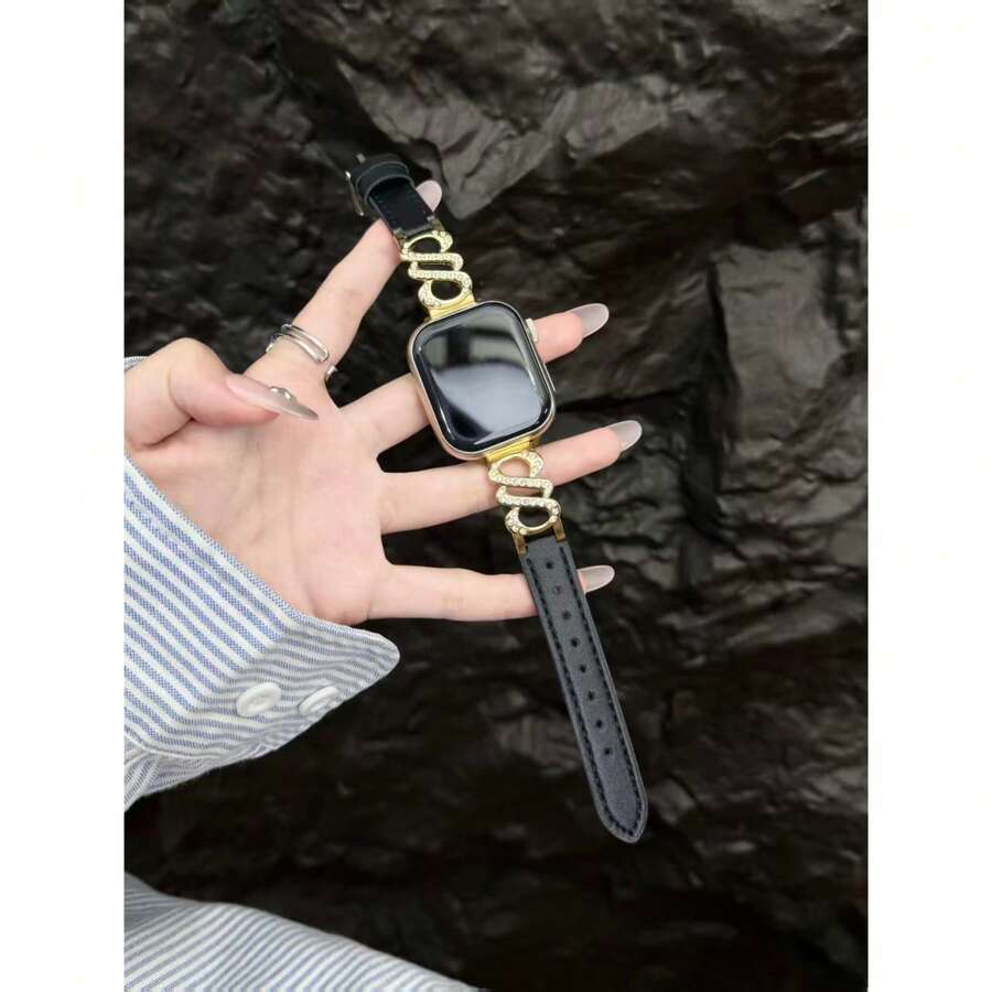 Nueva decoración de Año Nuevo Banda delgada negra/blanca para mujeres, femenina y elegante, compatible con correas de reloj para hombres de 38/40/41 mm y 42/44/45 mm, Series 9 8 7 6 5 4 3 2 1 SE, regalo del Día de San Valentín - Multicolor - Ver 1