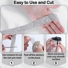 1 rollo de cinta de diamantes de imitación autoadhesiva con cristales de 2 mm para manualidades DIY, decoración de bodas, fiestas y decoración de autos y teléfonos (blanco, rosa, champán) - Blanco - Ver 4