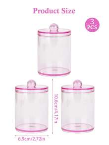 1/2/3/4 kẹp tăm bông có nắp nhựa - Chai đựng thuốc trong suốt 10 oz, hộp đựng đồ trang điểm và bông tẩy trang, tăm bông, chỉ nha khoa, kẹp tóc, kẹp giấy, dây buộc tóc. - Hồng - Xem 16