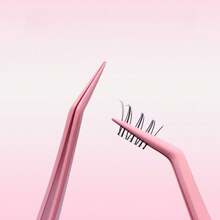 1 Pair Burgundy Tweezers | With Storage Box, Metal Precision Tool | Minimalist Style Angled Tip Tweezers, Suitable For Eyelash Extension, Nail Care And Daily Makeup (Suitable For Various Beauty Scenarios) - Multicolor - View 2