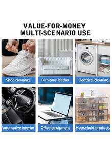 Multi-Functional Shoe Cleaning Paste, New Multi-Functional Cleaning And Stain Removal Paste, Shoe Multi-Functional Cleaning Paste, Multi-Purpose Cleaning Paste, Cleaning Tools > Clothing Brush And Shoe Brush Solid Stain Remover Shoe Supplies > Shoe Oil, Wax And Shoe Care Set - White - View 4