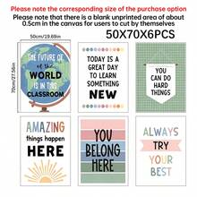 1/6张励志教室海报，鼓舞人心的教室装饰，你可以做到困难的事情（可打印），奇迹发生在这里（可打印），你属于这里（可打印），帆布艺术墙贴，房间海报，家居装饰，房间装饰用品，卧室，客厅装饰，可选画框 - 彩色 - 查看 38