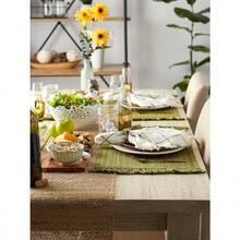 DII 100% Cotton Tonal Fringe Variegated Machine Washable Everyday Kitchen Basic Placemat Set of 6 Olive Green - Verdeoliva - Ver 6