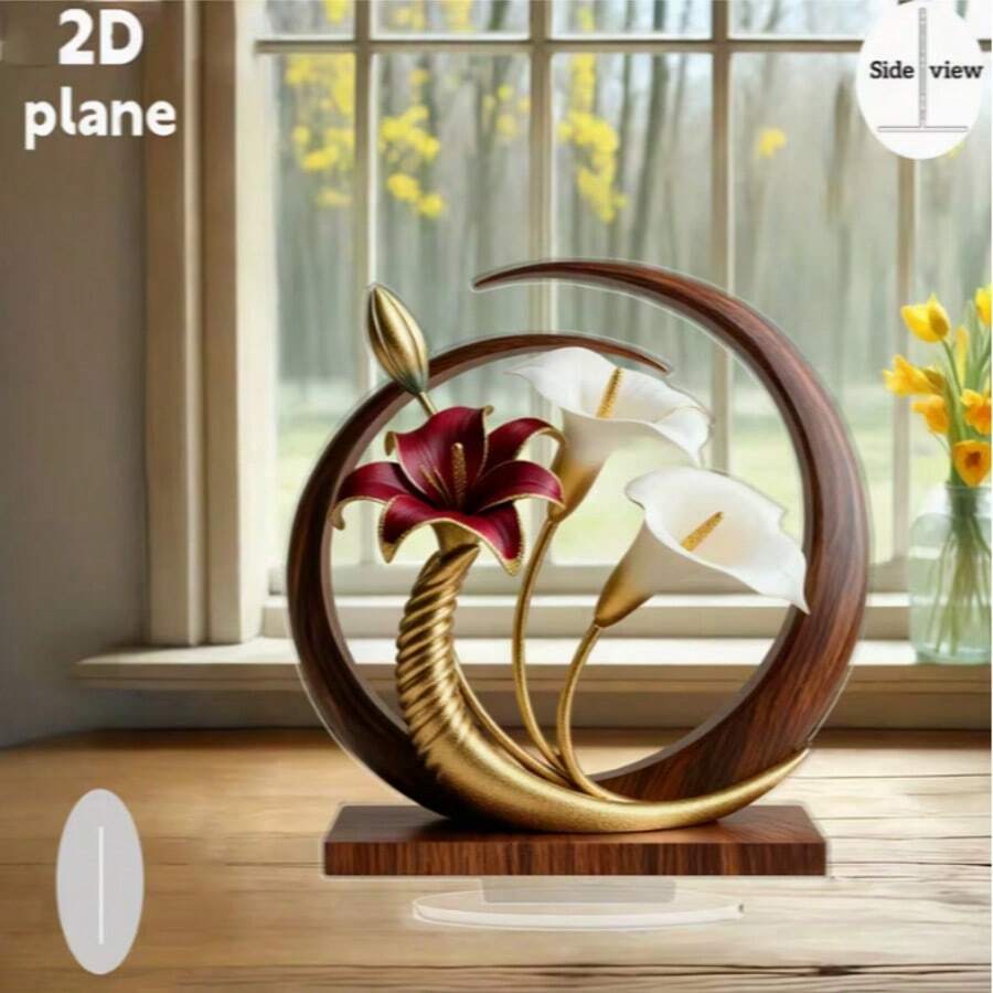 1/2 pezzi Decorazione da tavolo elegante a forma di fiore di giglio, stile bohémien, per soggiorno, camera da letto, caffè, matrimonio, festa di compleanno, accessori creativi per la casa, decorazione per le vacanze, 2D - Multicolore - Visualizzare 1