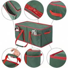 CYPNCaja De Almacenamiento Para Adornos Navideños Con Doble CremalleraCaja Decorativa Navideña Con Capacidad Para 128 Adornos Navideños Con Separadores Ajustables Y Cartón Desmontable. VerdeFashion - Verde - Ver 2