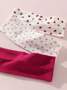 5pcs/Set Fashion Women Soft Non-Slip Headbands With Bow, Stripe, Heart, Floral Prints, Elastic Yoga Sports Hair Accessories, Versatile Daily Wear Winter Scarf Women Bandanas Soft Headwrap - Multicolor 7 - 查看 7