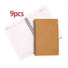 1/6/9/12 Juegos de Cuadernos Espirales de Papel Kraft Tamaño A5, Cada uno con 60 Páginas Interiores, Prácticos y de Alta Calidad - Caqui - Ver 9