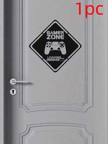 1-2pcs Black Gaming Decor Sticker Home Decor Gamer Area Door Sticker Gamer Wall Sticker,Waterproof Decal Stickers,PVC Stickers,Easy To Paste And Remove,For Home Decoration,Bathroom Decoration,Room Stuff,Living Room Decor,Game Rooms Decor,Lounge Decor,And Other Areas Decor - Black - View 6