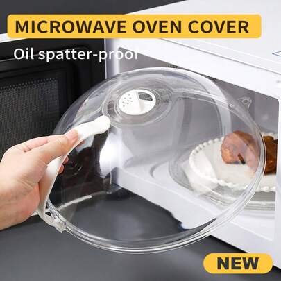 Reusable Microwave Splatter & Steak Splatter Cover With Handle - Oil-Proof Transparent Lid For Bowls, Plates & Dishes